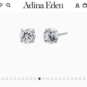 Adina Eden Solitaire Stud Earring 14K - 14K White Gold / 5 MM / Pair